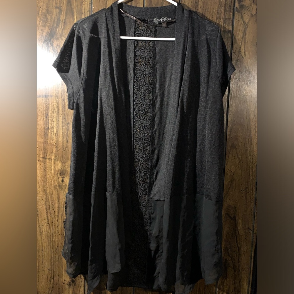 Black short sleeve cardigan